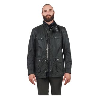 Barbour Jassen, Heren, Zwart, L, Katoen, Zwarte waxjas met gewatteerde voering
