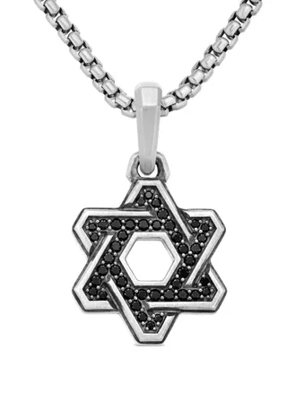 David Yurman sterling silver Deco Star of David diamond pendant (24mm) - men - Sterling Silver/Black Diamond - OS