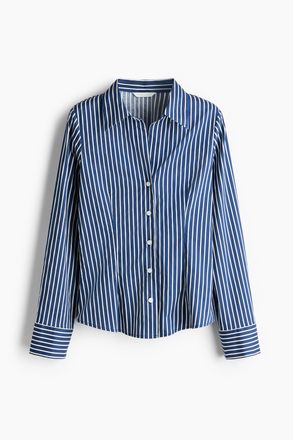 H&M Taillierte Hemdbluse - Dunkelblau/Gestreift