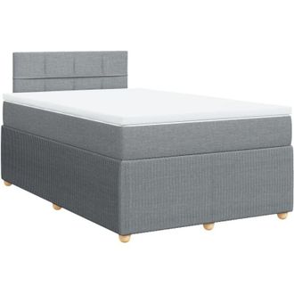 vidaXL Cama Box Spring Con Colch&oacute;n Tela Gris Claro 120x190 Cm Vidaxl
