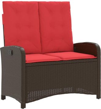 vidaXL Sill&oacute;n Reclinable De Jard&iacute;n Con Cojines Rat&aacute;n Sint&eacute;tico Marr&oacute;n Vidaxl