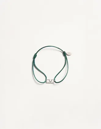 Valentino Garavani Bracciale VLogo Signature In Cotone Uomo ENGLISH GREEN UNI