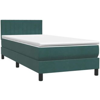 vidaXL Cama Box Spring Con Colch&oacute;n Terciopelo Verde Oscuro 80x220 Cm Vidaxl