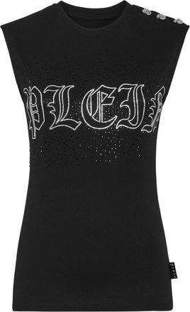 Philipp Plein crystal-embellished cotton tank top - women - Cotton - M - Black