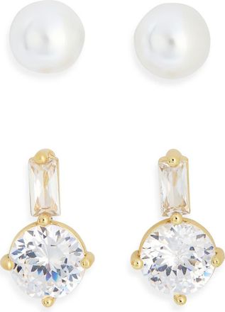 Nordstrom Rack 2-Pack Assorted Earrings in Clear- White- Gold at Nordstrom Rack