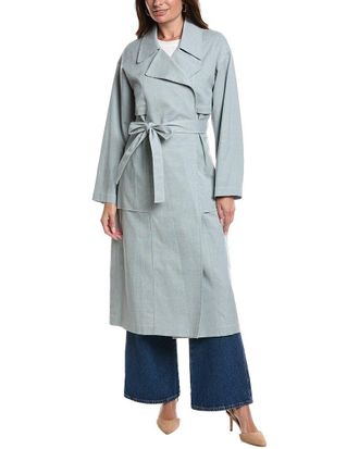 Lafayette 148 New York Belted A-Line Linen-Blend Trench Coat