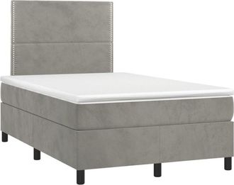 vidaXL Vidaxl - Cama Box Spring Colch&oacute;n Y Led Terciopelo Gris Claro 120x200 Cm