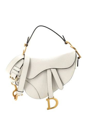 Dior Saddle Handbag with Strap Leather Mini shoulder bag - women - Calf Leather - One Size - White