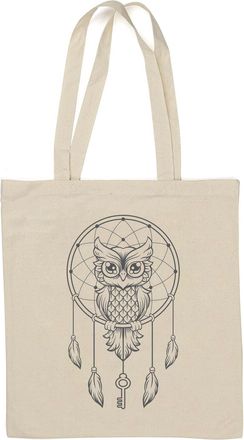 Generic Owl Catching Dreams Sketch Natural Cotton Tote Bag White