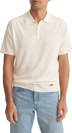 Eton Linen & Cotton Fine Knit Polo in Natural at Nordstrom, Size Xx-Large