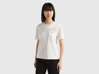 Benetton T-Shirt, Damen, Gr. S (36), weiss (wei&szlig;), Single Jersey, Obermaterial: 100% Baumwolle, UNITED COLORS OF BENETTON, unifarben, Rundhals, Shirts T-Shirt,