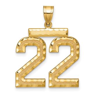Diamond2Deal 14k Yellow Gold Large Brushed Diamond-cut Number Charm Pendant