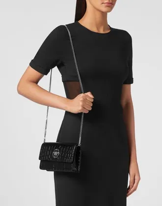 Philipp Plein Clutch Croco Print Hexagon Women in Black at Nordstrom