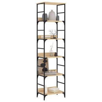 Berkfield Home Decorative Bookshelf Sonoma Oak 50x33x188.5 cm Engineered Wood in Brown
