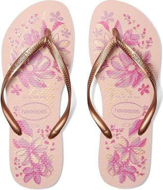Havaianas Slim Organic Flip Flop Sandal Womens Sandals Pink/Gold : EU 41-42 (US Womens 11-12) M, Rubber