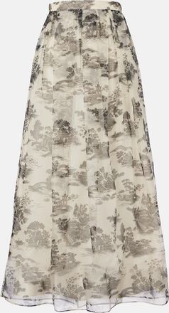 Max Mara Gonna lunga Elegante Sabbia in organza di seta