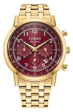 Citizen Eco-Drive Bracelet Strap Chronograph Watch, 43mm in Gold at Nordstrom Rack