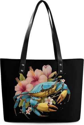 Generic Crab Flower Tote Bags for Women Cute Shoulder Purses Handbags