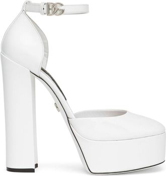Dolce & Gabbana 105mm patent-leather platform pumps - women - Leather/Calf Leather/Calf Leather/Goat Skin - 40.5 - White