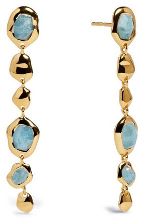 Monica Vinader Odyssey Aquamarine Onyx Drop Earrings in 18K Gold Vermeil /Aquamarine at Nordstrom