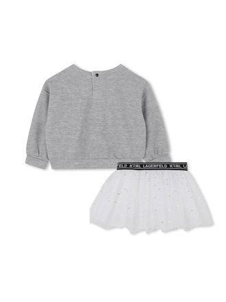 Karl Lagerfeld Cotton-Blend Two-Piece Skirt Suit - Gray