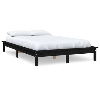 Berkfield Home Bed Frame Black 180x200 cm Super King Size Solid Wood Pine