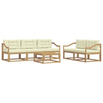 vidaXL Conjunto De Sof&aacute;s De Exterior Con Coj&iacute;n 6 Pcs Blanco Y Crema Vidaxl