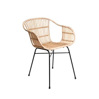 Koketto Home Silla de ratan natural y patas metalicas negro