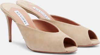 Aquazzura Secret 85 suede mules
