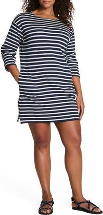 Spanx Cool Cotton Boatneck Dress in Yacht Strip Black at Nordstrom Rack, Size X-Small
