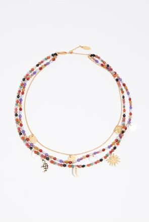 Bimba & Lola Multicolor Stones Double-Layer Necklace in Light Lilac at Nordstrom