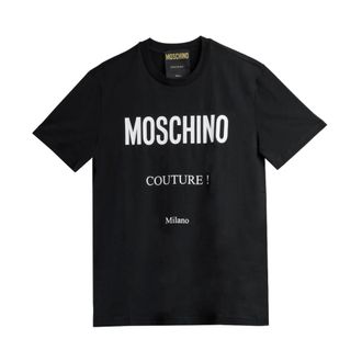 Moschino Label T-Shirt - male - Moschino - T-Shirts - Black - 2XL - Tops