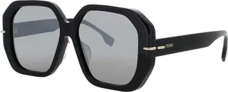 Fendi Smoke Mirror Geometric Ladies Sunglasses FE40173F 01C 56