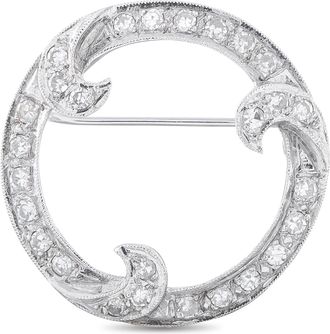 Luxury Bazaar 14K White Gold 0.60ct Diamond Brooch Open Circle Brooch MF12-070726