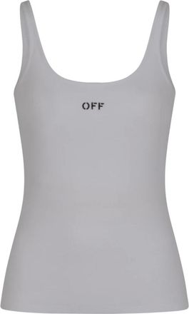Off-white Sleeveless Tops, female, White, Size: XS Off Stamp Rib Tank Top