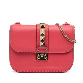 Valentino Pre-owned Womens Small Rockstud Glam Lock Crossbody - Light Pink Leather - One Size