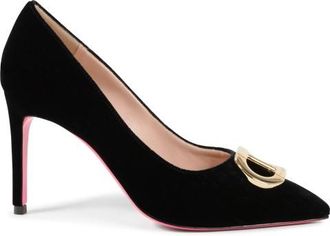 Dee Ocleppo Womens Office Party Velvet Pump Black Leather - Size UK 7