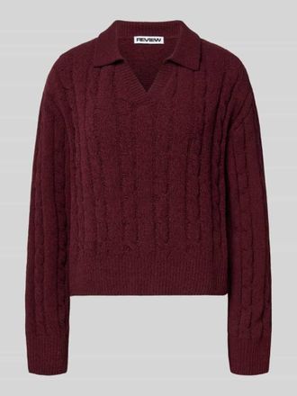 Review Strickpullover mit V-Ausschnitt und Umlegekragen in Dunkelrot, Gr&ouml;&szlig;e XL
