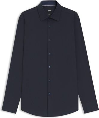 BOSS Easy-iron slim-fit shirt in stretch-cotton poplin
