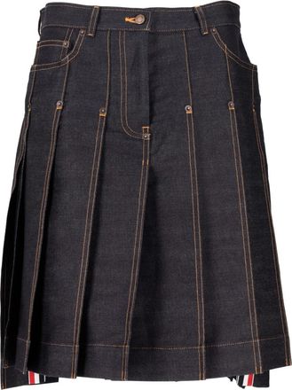 Thom Browne Navy Blue Pleated Short