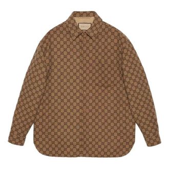 Gucci GG Wool Flannel Padded Overshirt Camel Ebony 762183-ZAPDW-2378