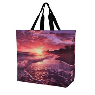 Generic Beach Sunset Tote Bag Durable Handbag Lightweight Handbags For Picnic Work Camping
