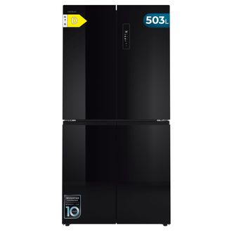 Cecotec Cecotec Frigor&iacute;fico Americano 4 Puertas Bolero Coolmarket 4d 503 Black Glass D. 503 L, Altura 177,5 Cm, Ancho 85 Cm, Total Nofrost, Motor Inverter, Mu