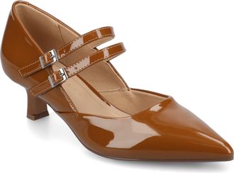 Journee Collection Womens Carnation Wide-Width Kitten Heel Mary Jane Pumps