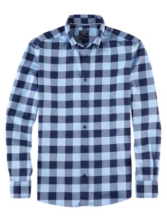 Olymp Mens Casual Shirt Long Sleeve Casual Checked 059 Casual 22.04 Button-Down Collar, Bleu 11., M