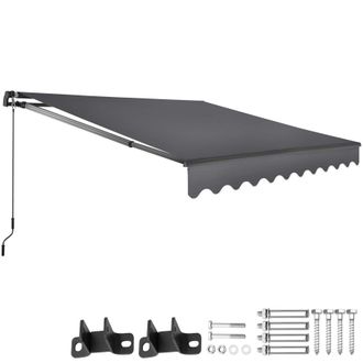 TecTake Retractable Awning Ornella in Dark Grey | Size: 250 cm x 200 cm