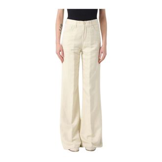 Dondup Broeken, Dames, Beige, W28, High-Waist Broek met Riem
