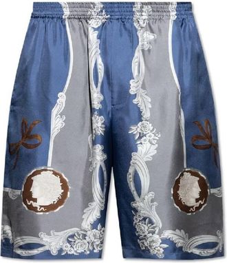 Versace Cameo Print Elasticated Waistband Silk Shorts