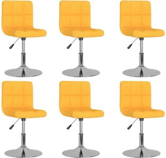 vidaXL Vidaxl - Sillas De Comedor Giratorias 6 Unidades Tela Amarillo