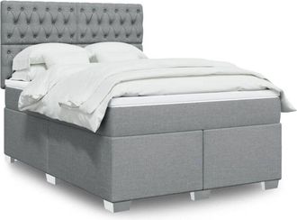 vidaXL Cama Box Spring Con Colch&oacute;n Tela Gris Claro 140x190 Cm Vidaxl